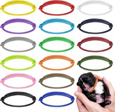 16Pcs Adjustable Puppy ID Bands - Multi Coloured Whelping Collars for Dog, Kitte
