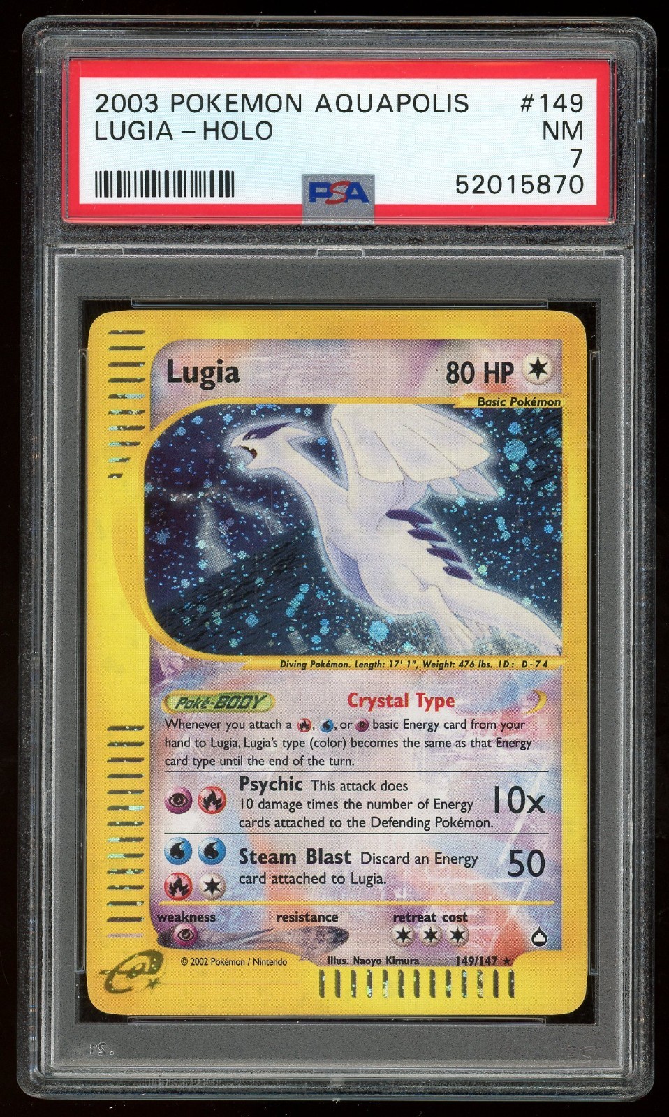 2003 Pokemon Aquapolis Lugia Holo Card  #149 - PSA 7