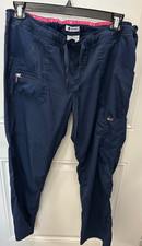 Koi Lite Scrubs Petite Large L Pants Navy Blue Scrub Slim Fit Mechanical Stretch