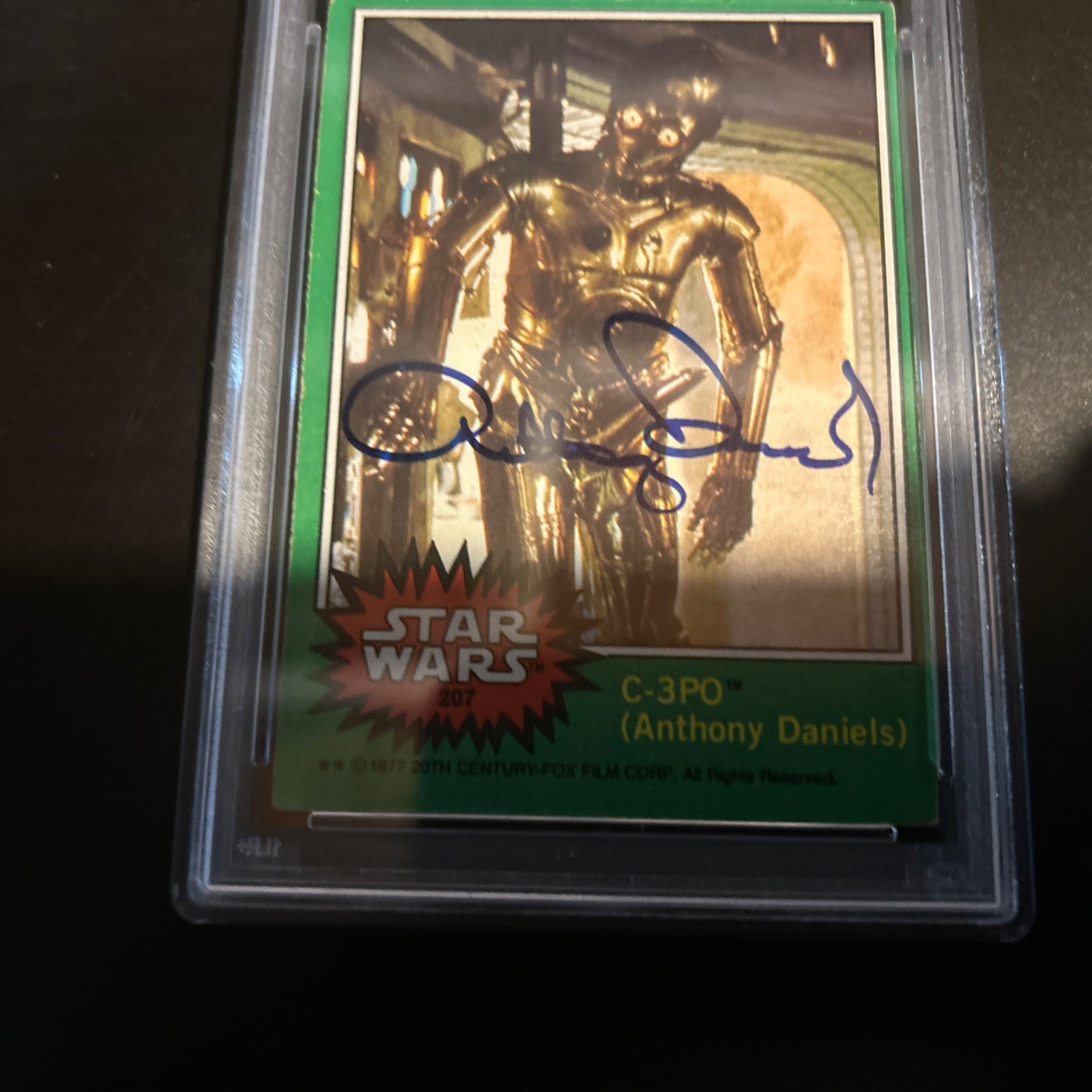 C-3po - Autographed 1977 Topps Star Wars #207 "Goldenrod" Variation PSA DNA view 3
