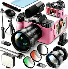 5K Digital Camera 48MP 3'' Camcorder for YouTube w/ Microphone WiFi Tripod Grip