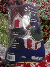 Sulyn WINTER COTTAGE House Makes 2 Vintage Sequin Bead Christmas Ornament Kit 