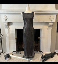 Vintage 90s Y2K prom dress silver mesh overlay sequin maxi party Disco goth 7/8