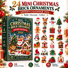 24 Day Christmas Countdown Advent Calendar 2026 Mini Buildable Brick Ornaments