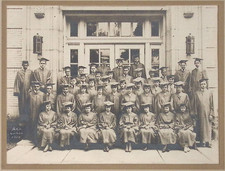 1918 Niles OH High School Graduating Class Photo at School Entrance 6x8" Opening