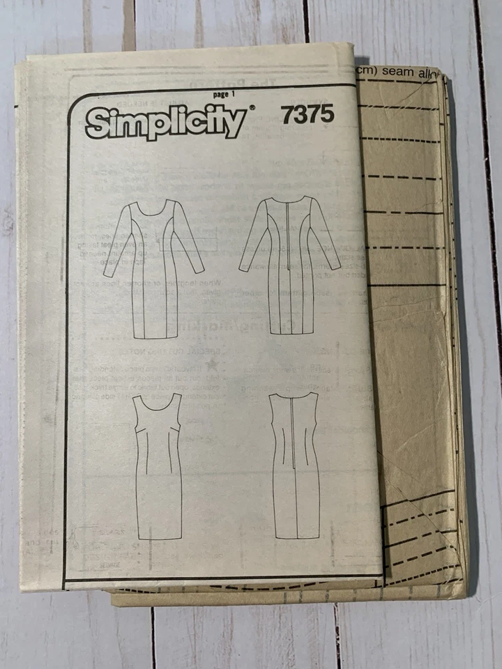 Simplicity 7375 Dress Sundress LBD Shift Easy Sewing Pattern 8-20 Uncut - Image 3 of 3