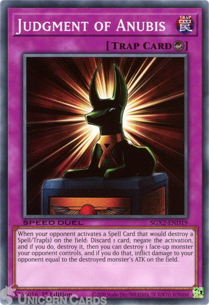 SGX2-END19 Judgment of Anubis :: Common 1st Edition Mint YuGiOh Card