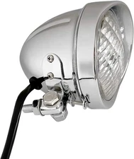 FATECIM 4.5" Motorcycle Headlight Aluminum Visor Bullet Chrome Chrome/Clear 