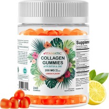 Vitamatic Hydrolyzed Collagen Gummies with Vitamin C, Zinc and Biotin, 200 mg -