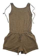 Prana Romper Sylvie Tie Back Romper Butterscotch Stripe Hemp Blend XS