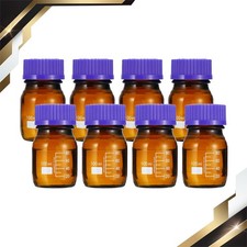 8 x Media Storage Bottles 100ml Borosilicate Glass Graduated Bottles Brown