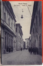POSTCARD ASCOLI PICENO CITY FP TRAVELLED 1930 VIA TRIVIO AND THEATRE V. BASSO