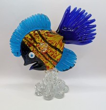 Vintage Art Glass Angel Fish Murano Style Hand Blown 8 Inches Tall Colorful