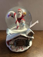 LIGHT UP see Photos CHRISTMAS SNOW GLOBE WITH SANTA, CANDY CANE  SNOWMAN