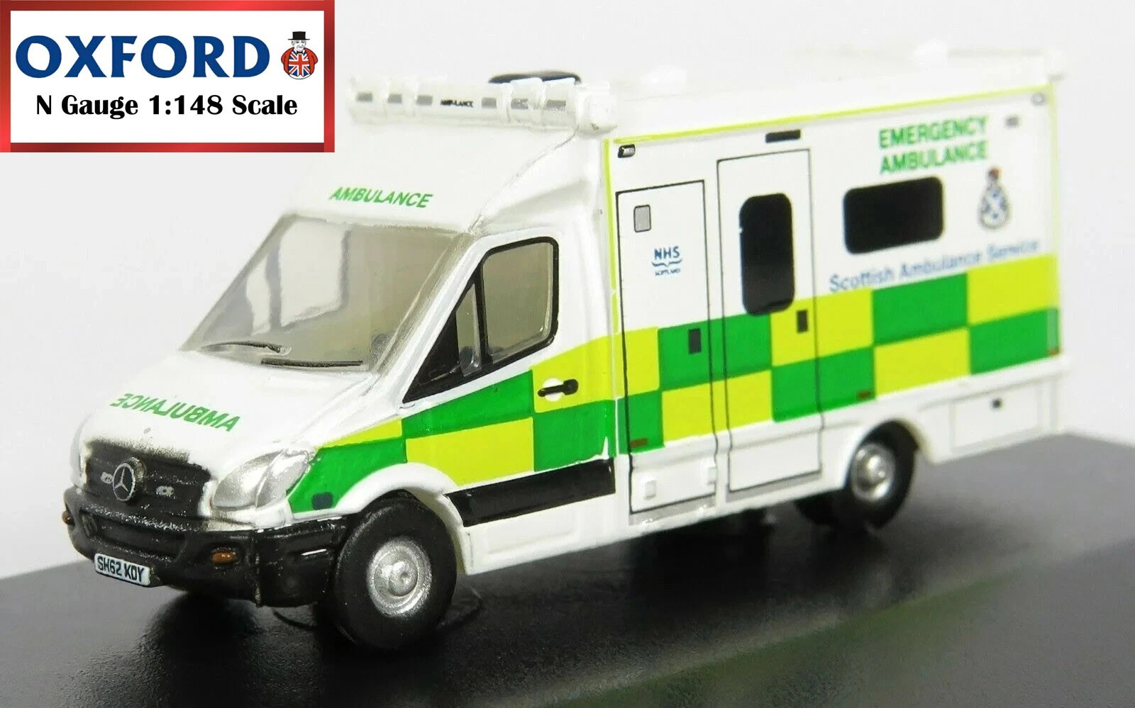 N Gauge Oxford Diecast NMA004 Ambulance Mercedes Scottish Modern Van 1:148 Scale