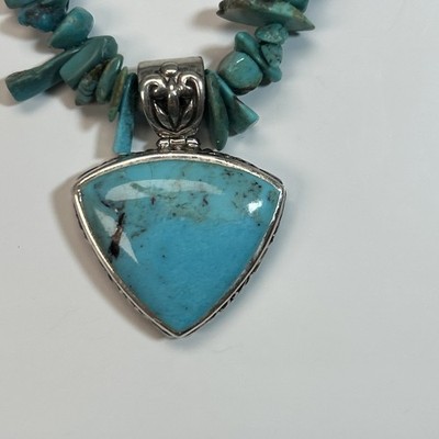 Barse Sterling Turquoise Magnesite Necklace With Turquoise Stone Pendant B02