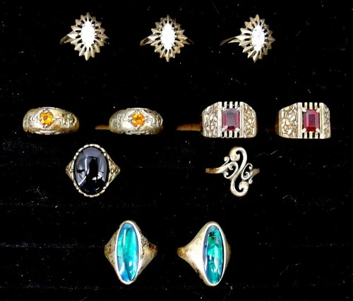 Vintage Kabana 925 Sterling Silver Lot of 11 Rings ~ Sizes 7.5 to 10.25