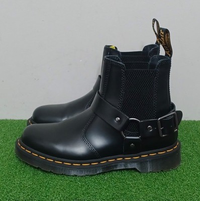 Dr. Martens Wincox Harness Buckle Boots Mens 6 Womens 7 Black Smooth Leather New