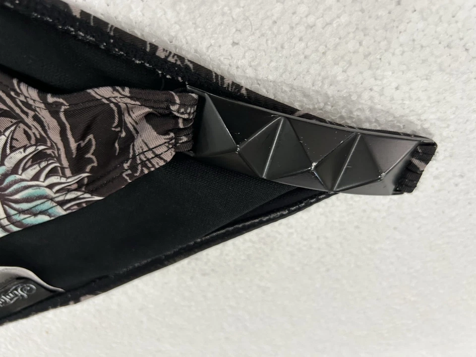 Y2K Sinful By Affliction 游泳裤棕色绿松石水钻垃圾桶尺寸 M — 第 4/4 张图片