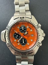 Vintage Citizen Promaster Aqualand Chronograph Diver Watch Orange Dial