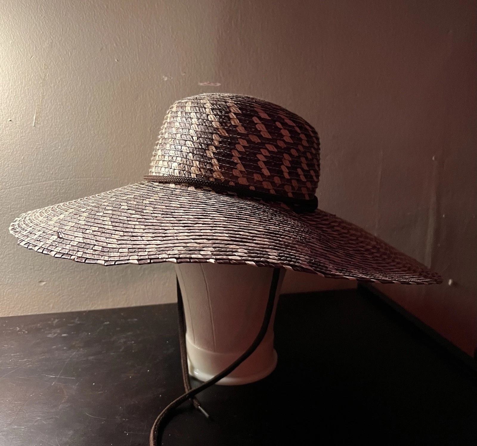 Joe Tula Wide Brim Straw Sun Hat Made in Mexico Austin TX Boho Western Chin Cord