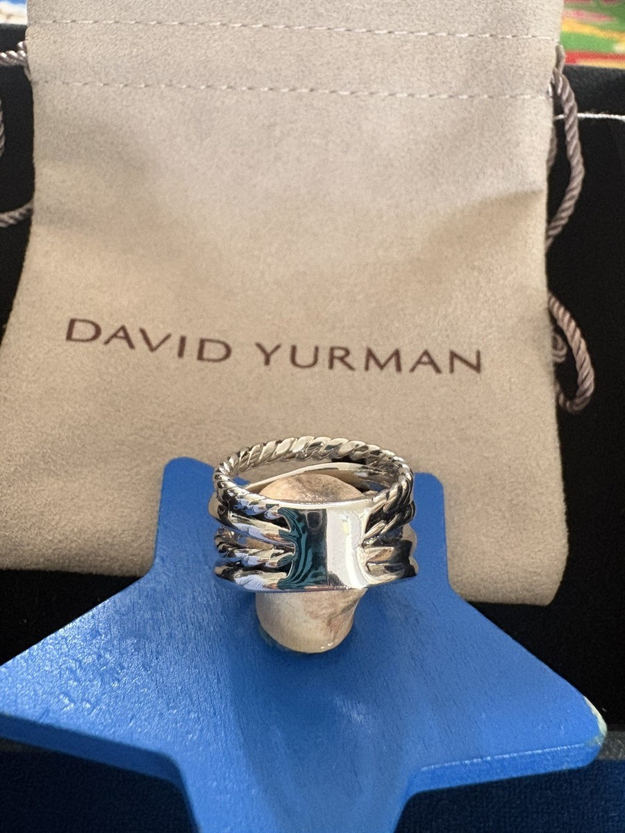 David Yurman Crossover Five Row Ring Sterling Silver Diamonds 17.5mm – US Size 8 View 3