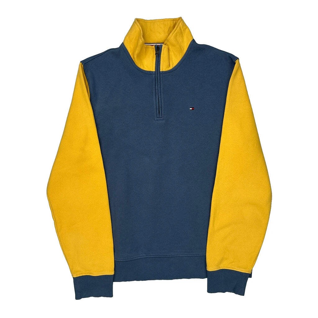 Tommy Hilfiger Collared 1/4 Zip - Medium Blue Cotton