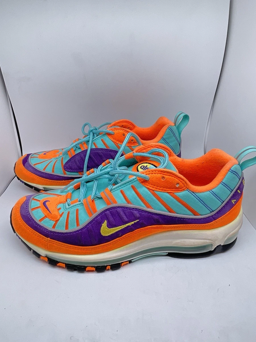 Nike mens orange Purple and Turquoise Air Max 98 Size 10.5 SKU 7308 Nike Air Max 98 QS in Turquoise, Orange & Purple | Hypebeast main image 3