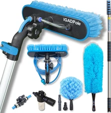 Igadpole 24Ft Washing Kit: Water-Fed Brush, Soap Dispenser and Hose Tap