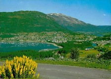 Europe Norway Voss Mountains Vintage Postcard Posted Flowers Town Landscape View