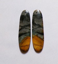 44.40 Cts Natural Picasso Jasper Drilled Cabochon Match Pair Gemstone 46X13MM