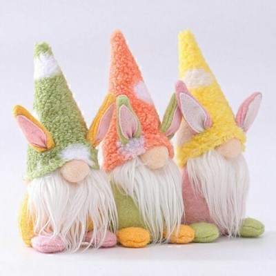 3Pcs Easter Gnome Plush Decorations Bunny Elf Figurine For Home Party Table