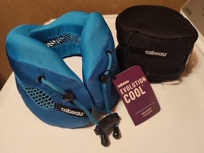 NWT Blue Cabeau Evolution Cool Neck Pillow Memory Foam W/Removable Cover & Case