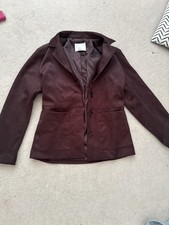 H&M Brown Button-Up Jacket, Collared, Pockets, Long Sleeve, S/M, Polyester