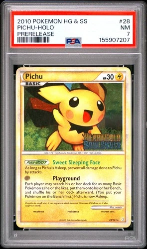 Pokemon Pichu Holo Heartgold & Soulsilver 28/123 Prerelease PSA 7