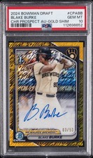 2024 BOWMAN DRAFT CHROME PROSPECT AUTOS GOLD SHIMMER BLAKE BURKE 3/50 PSA 10