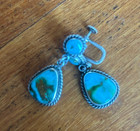 Vintage Navajo Style Sterling Silver Turquoise Dangle Earrings — iL10 — photo 2