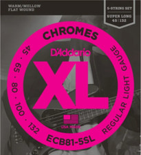 D'Addario Chromes 5-String, Light, Super Long Scale, 45-132 Bass Guitar Strings