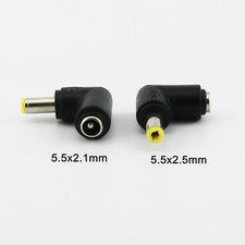 10x DC Power 5.5 x 2.5mm Male Right Angle To 5.5x 2.1mm Female Adapter Connector