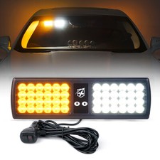 Amber White 48 Led Visor Strobe Light Windshield Flash Emergency Traffic Warning