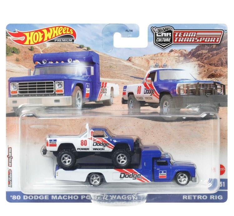 Hot Wheels Premium Team Transport ’80 Dodge Power Wagon & Retro Rig