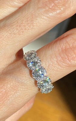 Diamond GIA 5 Stone Gold Halo Ring  1.96ct Sz 6.5 E-I/SI XXX VIDEOS