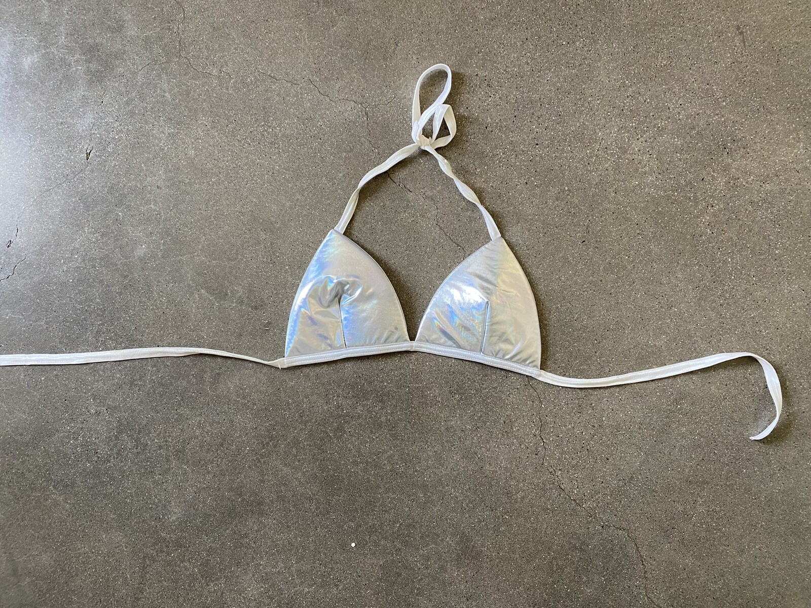Silver Iridescent triangle string bikini top wome… - image 1