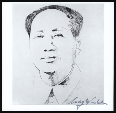 Hand Signed by Andy Warhol, Print  Mao II  (sketch) from Book, 1986.  With COA.