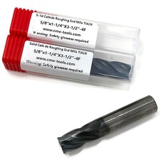 2pcs 5/8" Solid Carbide Roughing End Mills, 4 Flute, TiAlN Coated