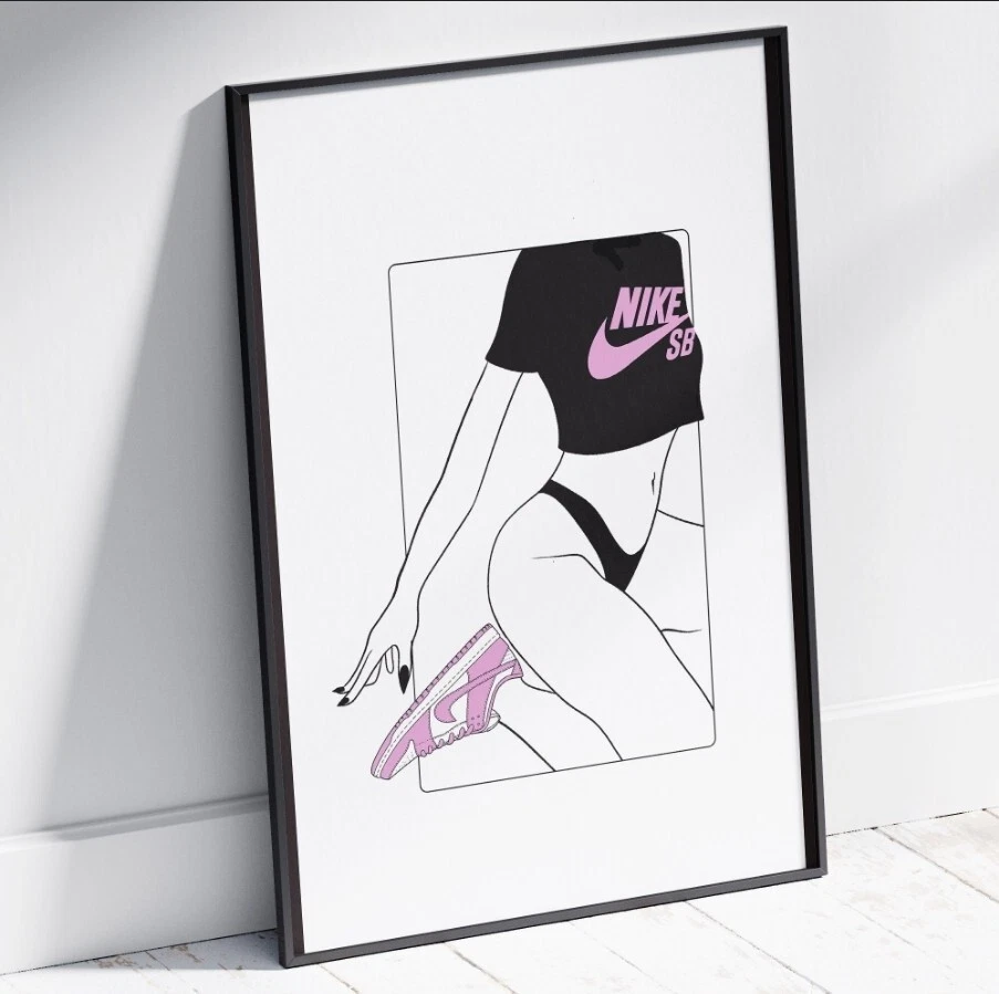 Juego de 3 piezas de arte Nike SB rosa y blanco lienzo arte de pared decoración del hogar Foto 4 de 4