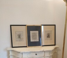 Set 3 Quadri Moderni Dipinti Geometrici Oro Astratti Campanelli 