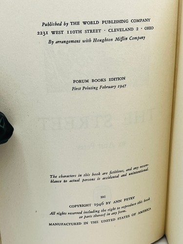 The Street - Ann Petry 1947 Early Reprint Edition First Forum Books Edition HB - Foto 5 di 11