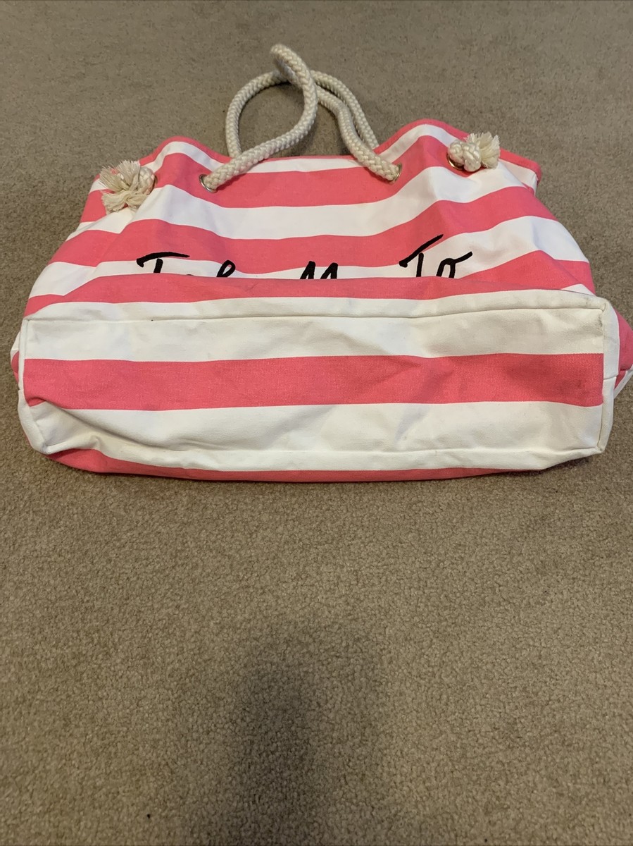 ☆Victoria's secret TAKE ME TO THE BEACHトートバッグ☆ Victoria Secret 'Take Me To The Beach' Canvas Striped Bag