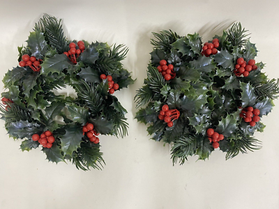 6X Vintage Christmas Candle Ring Wreath 8” Diameter Hong Kong